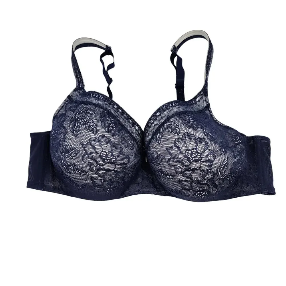 Cacique Modern Lace Covered LL BALC Underwire Full Coverage Bra Size 44C